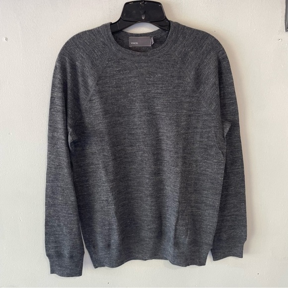 Vince Gray Wool Linen Blend Raglan Sleeve Crewneck Sweater 37601 - Picture 2 of 8